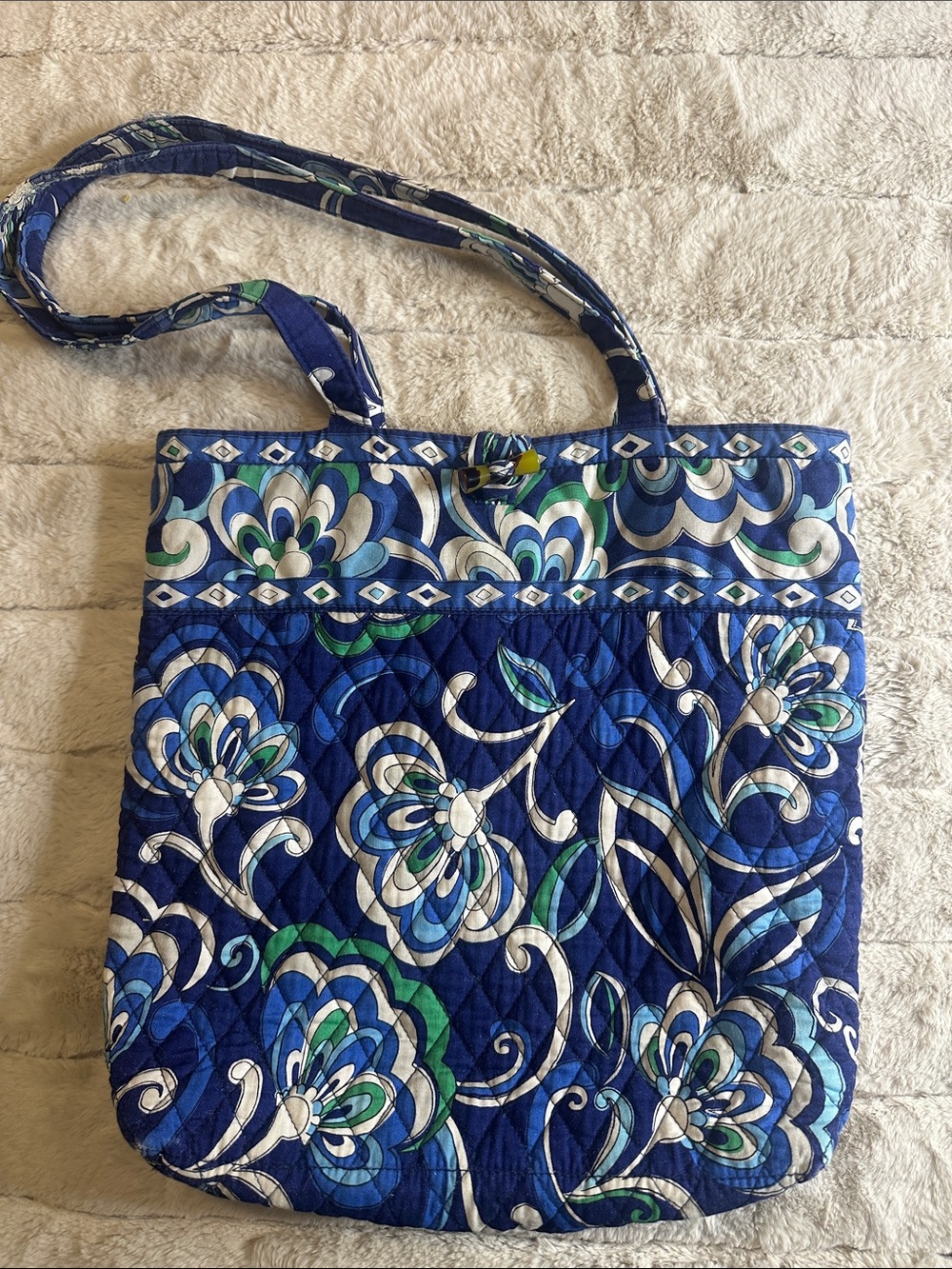 Vera Bradley Quilted Tote in Retired Mediterranean Blue pattern